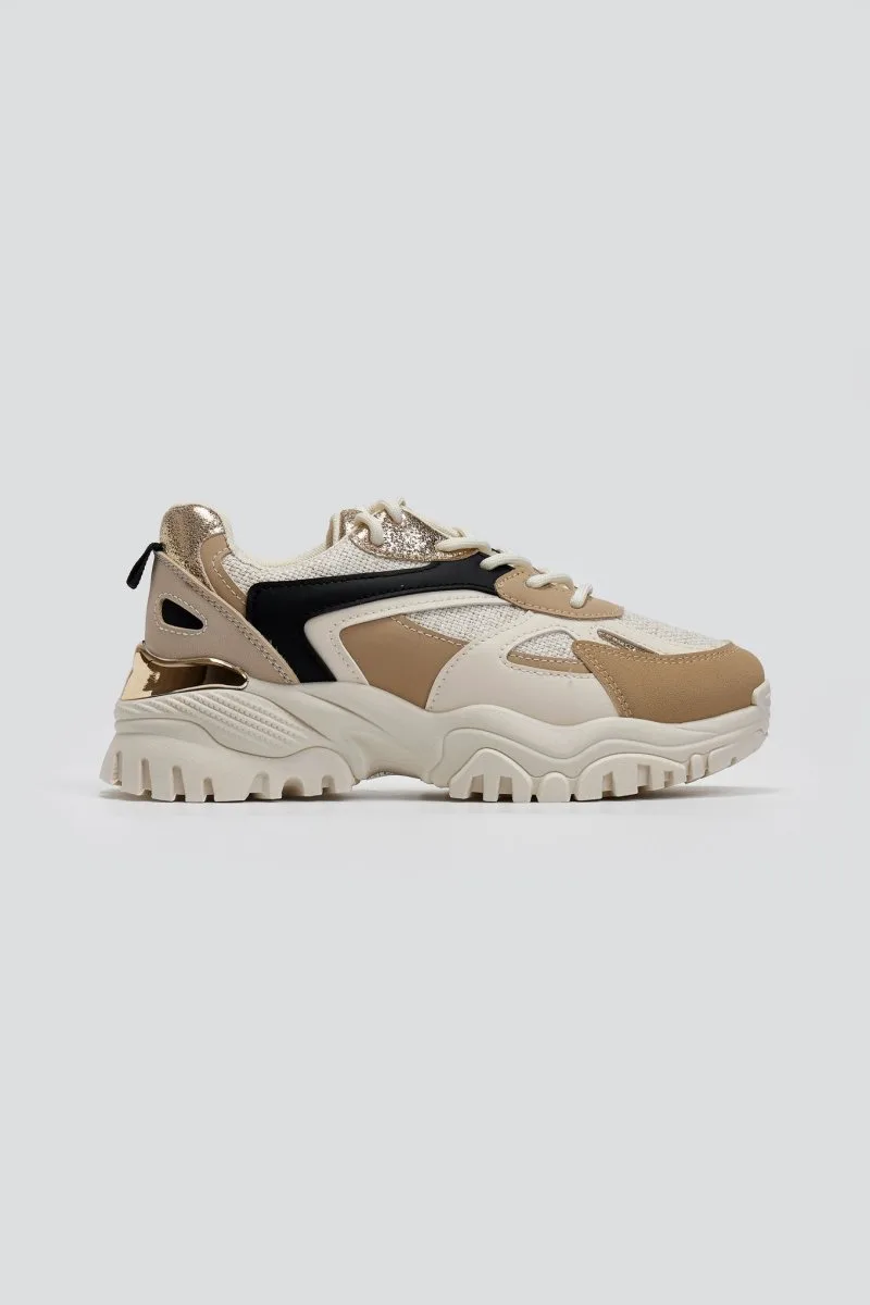 ERYNN Chunky Sneakers Mixed Materials - 9093 - Μπεζ
