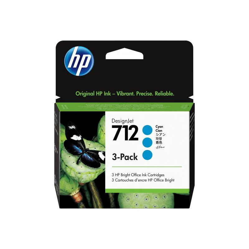HP Ink No. 712 Cyan 3-Pack (3ED77A)