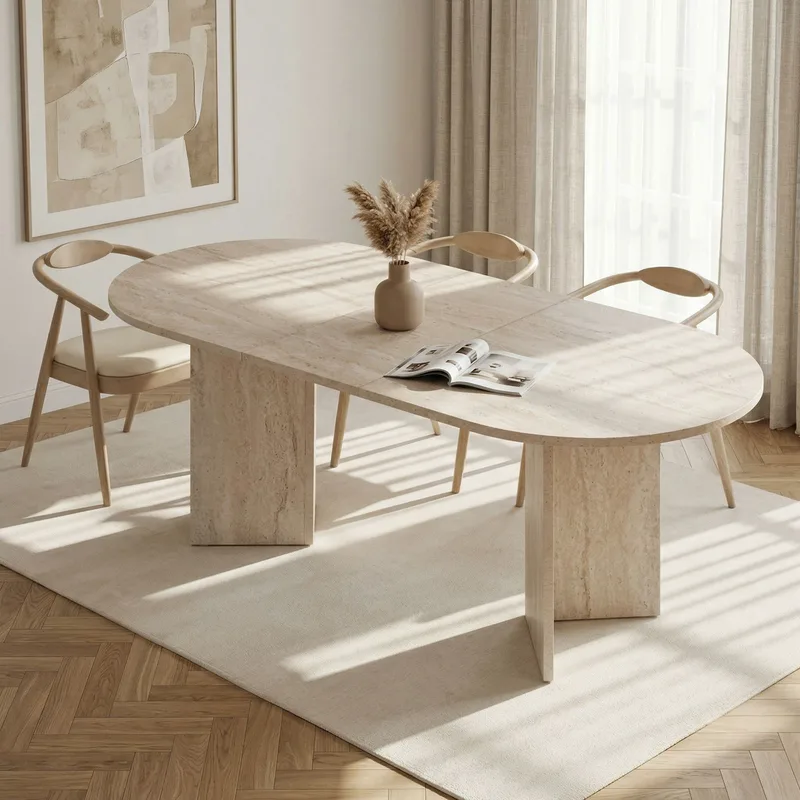 Επεκτεινόμενο Τραπέζι Τραπεζαρίας Sorell - Travertine 754Nrd1101 (160x75x90)
