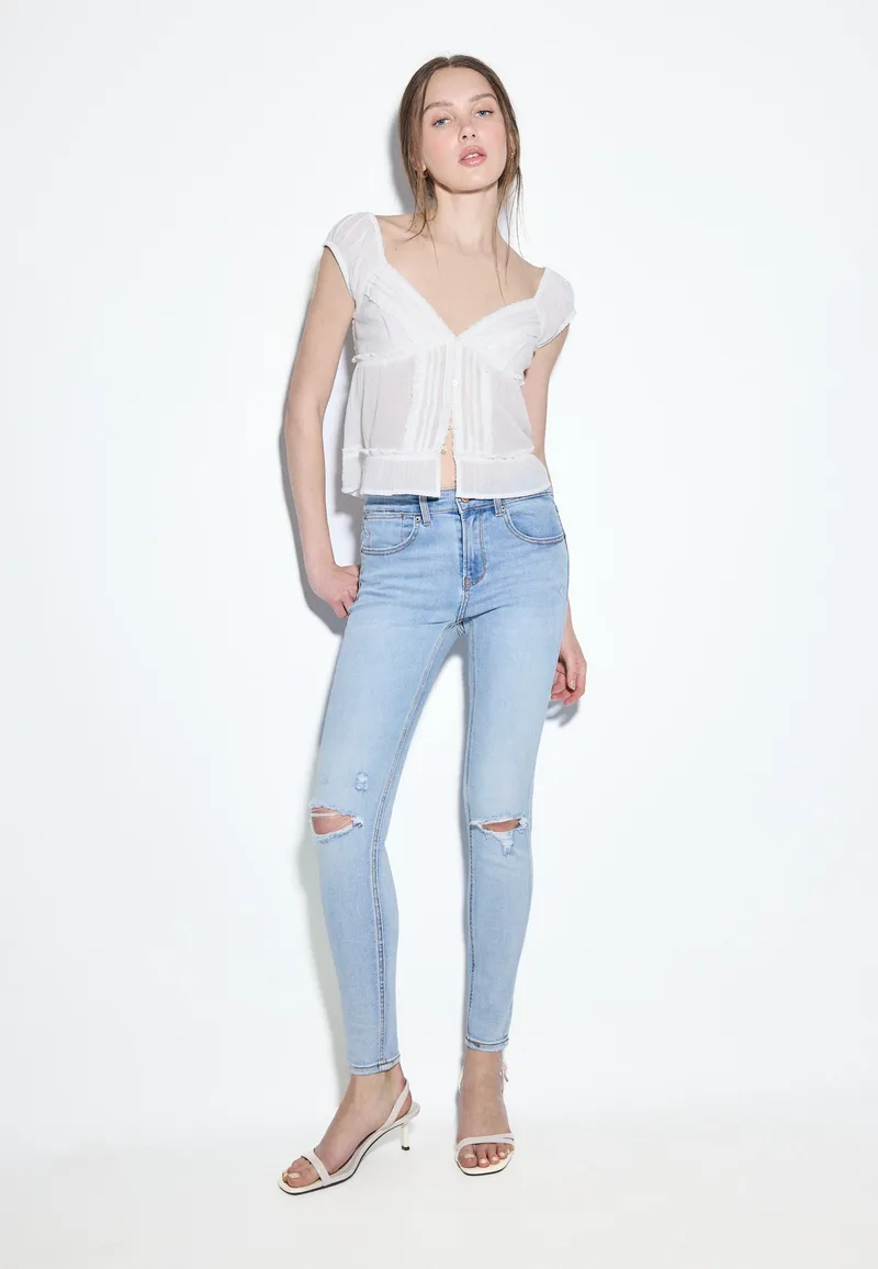 Stradivarius 1420 Skinny Τζιν Με Χαμηλή Μέση Μπλε Ντένιμ 36