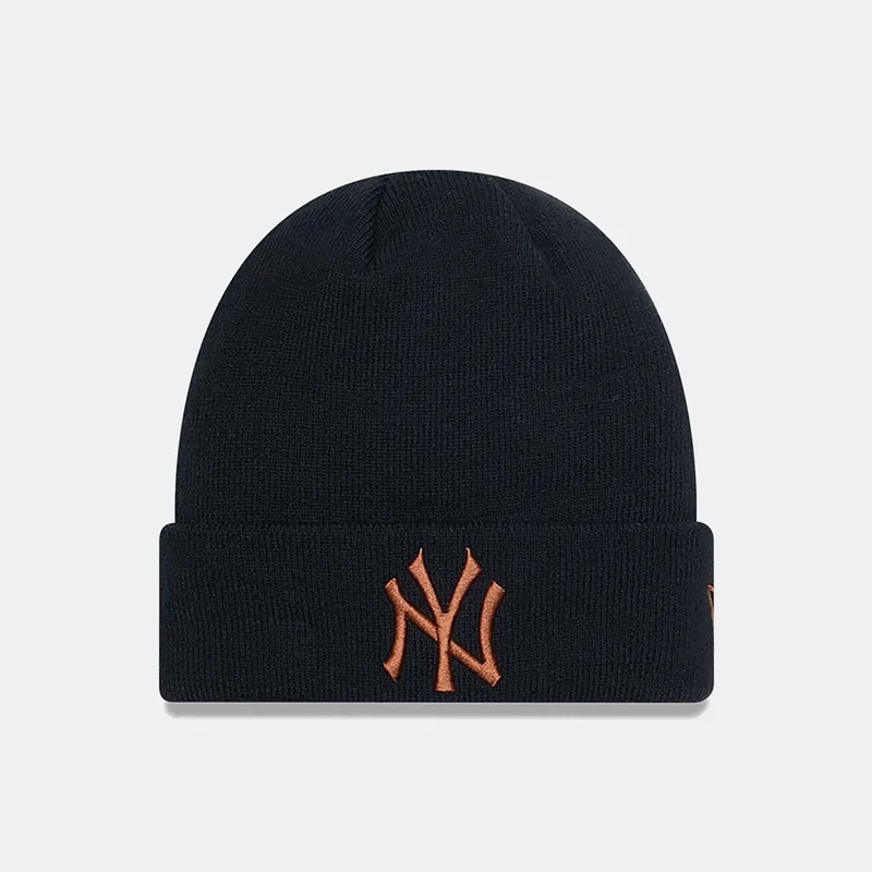 NEW ERA NEW YORK YANKEES LEAGUE ESSENTIAL CUFF KNIT BEANIE HAT ΜΑΥΡΟ