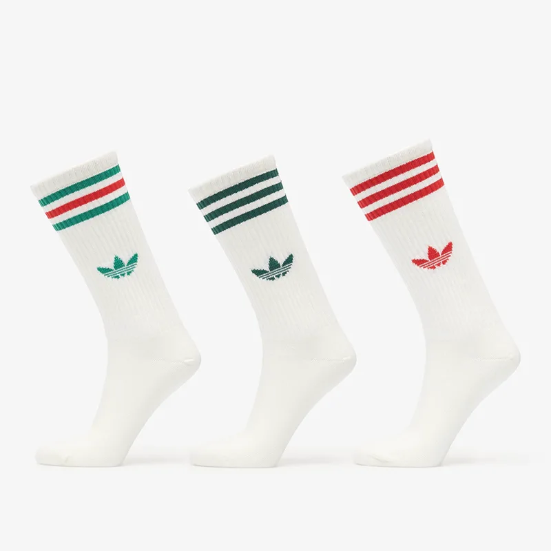 adidas 3-Stripes High Crew Socks 3 Pairs Off White/ Off White/ Off White M