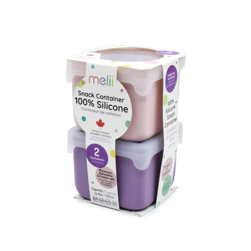 Σετ 2τμχ Δοχείο Σιλικόνης Για Σνακ 236ml Ροζ/Purple Melii MEL23300 (Υλικό: Σιλικόνη, Χρώμα: Ροζ) - Melii - MEL23300
