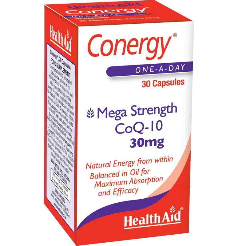 Health Aid Conergy CoQ-10 30mg Συμπλήρωμα Διατροφής Συνενζύμου Q10 για Ενέργεια σε Κυτταρικό επίπεδο με Ισχυρές Αντιοξειδωτικές Ιδιότητες 30caps