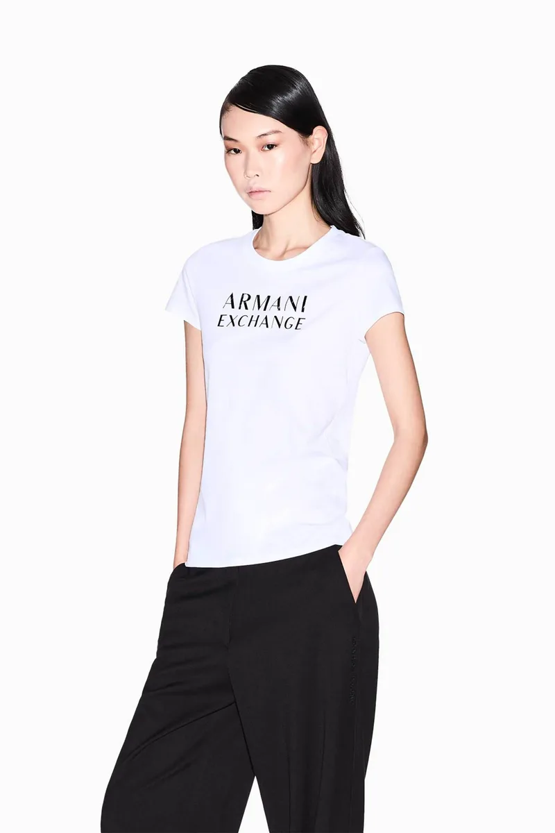 Armani Exchange γυναικείο T-shirt με logo Slim Fit - XW001357AF10356 Λευκό