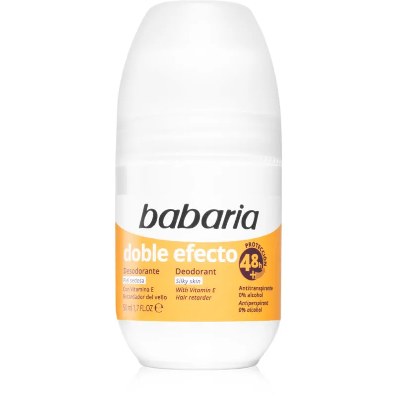 Babaria Deodorant Double Effect αντιιδρωτικό ρολλ-ον για επιβράδυνση και ανάπτυξης της τρίχας 50 ml
