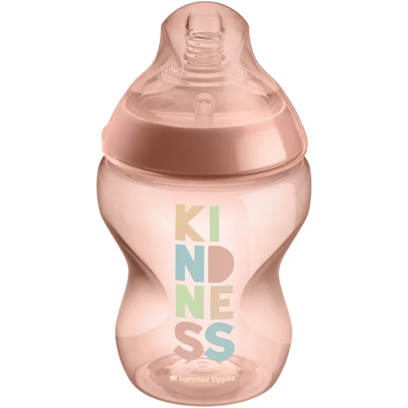 Tommee Tippee Closer to Nature Baby Bottle 0m+, Μπιμπερό Πολυπροπυλενίου Αργής Ροής με Θηλή Σιλικόνης Κατά των Κολικών 260ml Κωδ 42250205 - Ροζ