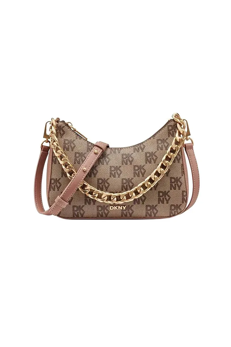 DKNY γυναικεία τσάντα crossbody με all-over logo print "Jenna" - R53E6I10 Καφέ
