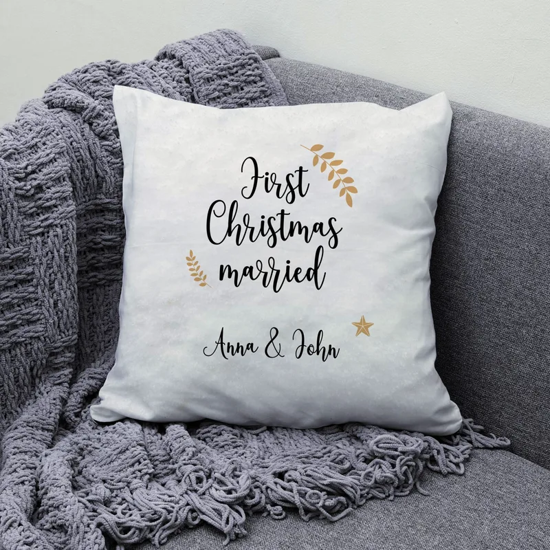 Χριστουγεννιάτικο μαξιλάρι - Our first Christmas married