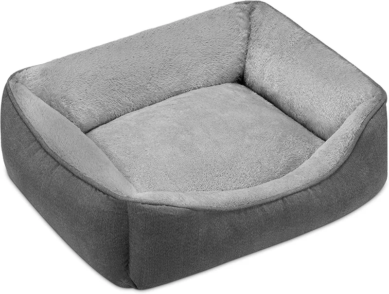 Navaris Dog Bed with Exchangeable Cover - Σετ Κρεβάτι Σκύλου με Αφαιρούμενο Κάλυμμα & 1 x Επιπλέον Κάλυμμα - M - 42 x 33 x 15 cm - Grey (56947.22.2)