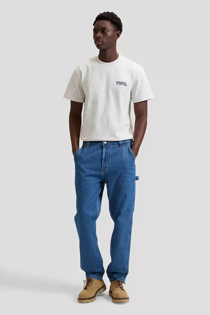 Lee® ανδρικό τζιν παντελόνι cropped πεντάτσεπο Relaxed Fit "Workwear Relaxed Carpenter" - 112376351 Denim Blue