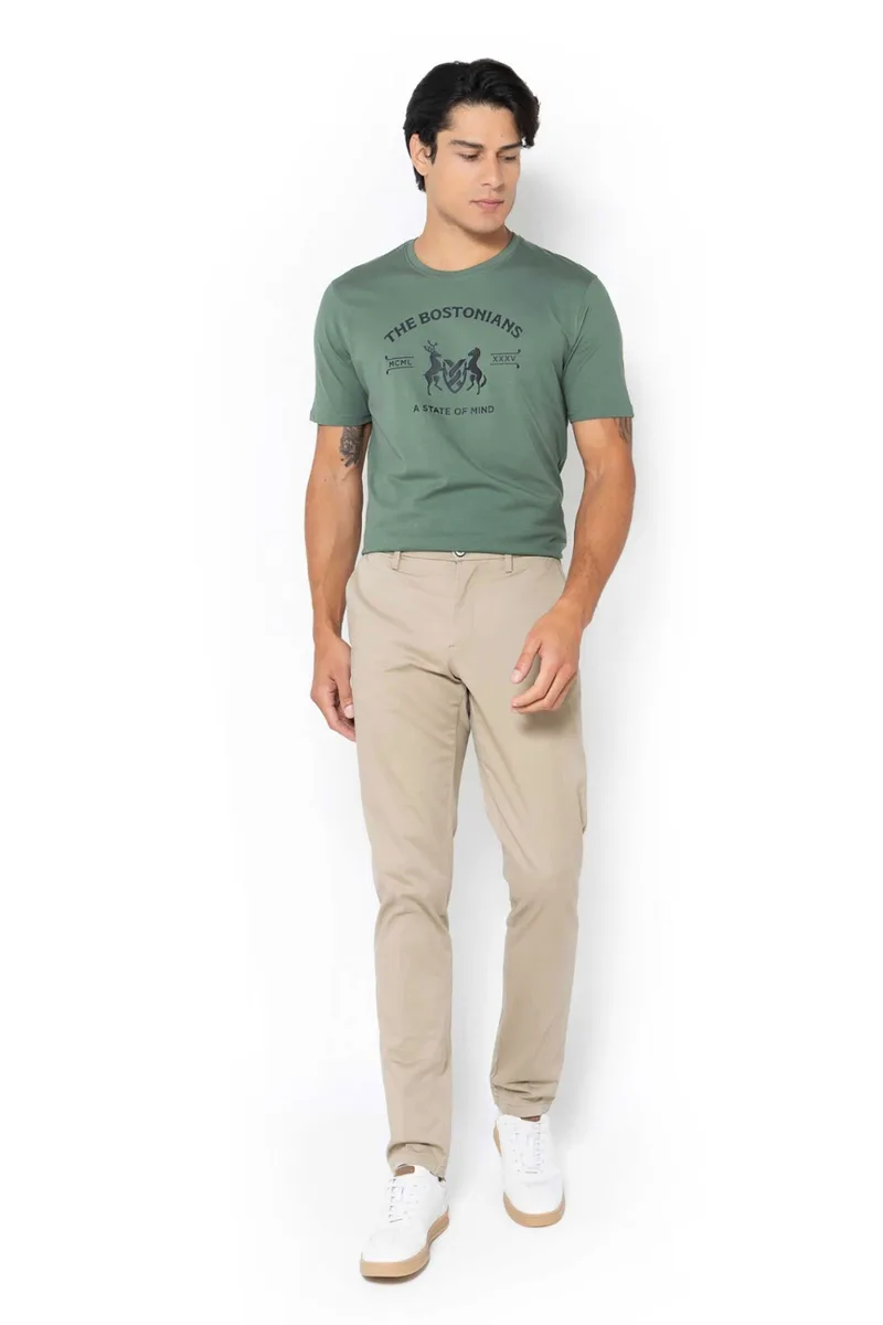 The Bostonians ανδρικό παντελόνι chino satin gabardine Regular Fit - CN1452T863 Μπεζ