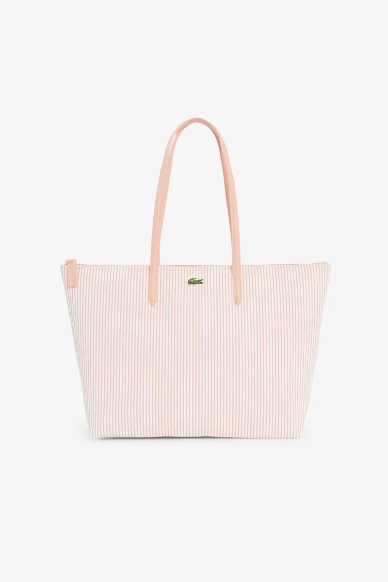 Lacoste γυναικεία τσάντα tote με ριγέ σχέδιο και λογότυπο "Large Concept" - NF5256SJ Σομόν