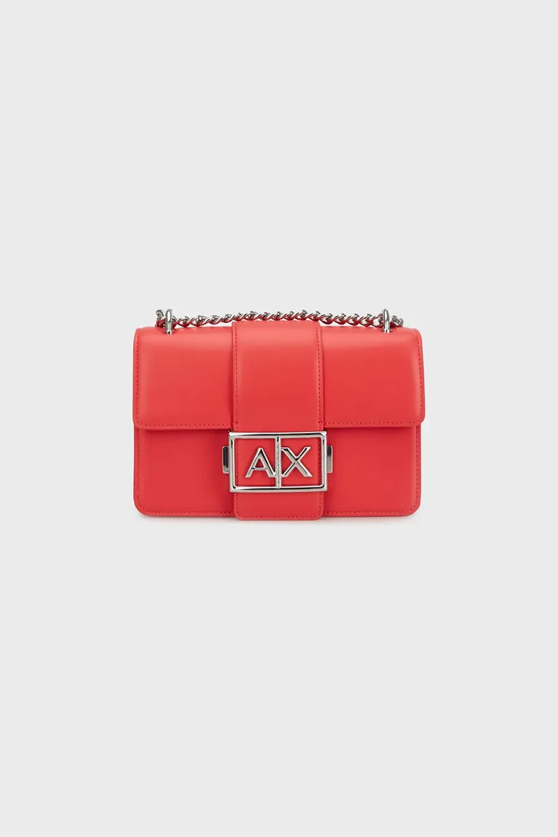 Armani Exchange γυναικείο τσαντάκι crossbody με μεταλλικό λογότυπο - XW000071AF12039 Κόκκινο