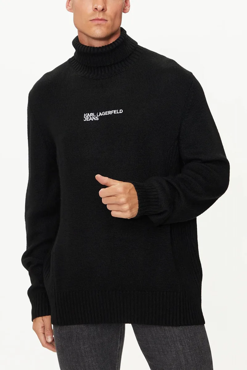 KARL LAGERFELD JEANS ΠΛΕΚΤΟ ROLLNECK REGULAR ΜΑΥΡΟ
