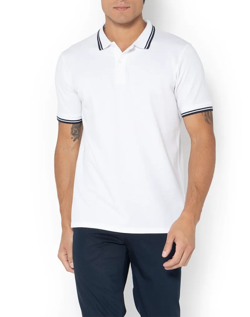 THE BOSTONIANS ΜΠΛΟΥΖΑ POLO PIQUE TWIN TIPPED REGULAR 3PS1271-BRIGHT White