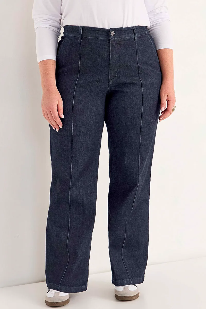Τζιν παντελόνι με νερβίρ σε dark blue denim χρώμα