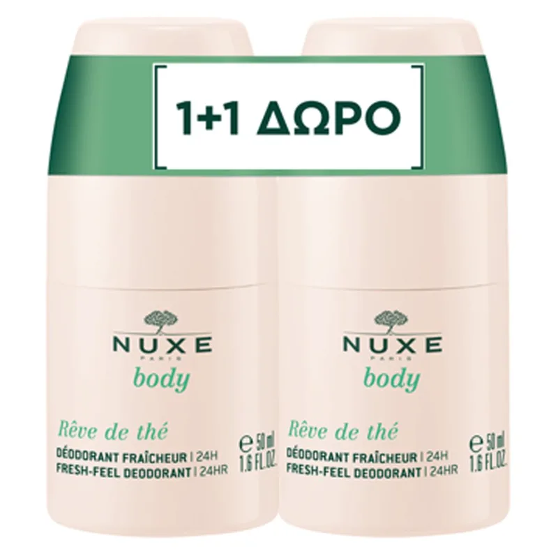Nuxe Promo Body Reve de the Fresh-Feel 24h Deodorant Αποσμητικό 24ωρης Προστασίας για Όλους τους Τύπους Δέρματος 100ml (2x50ml)