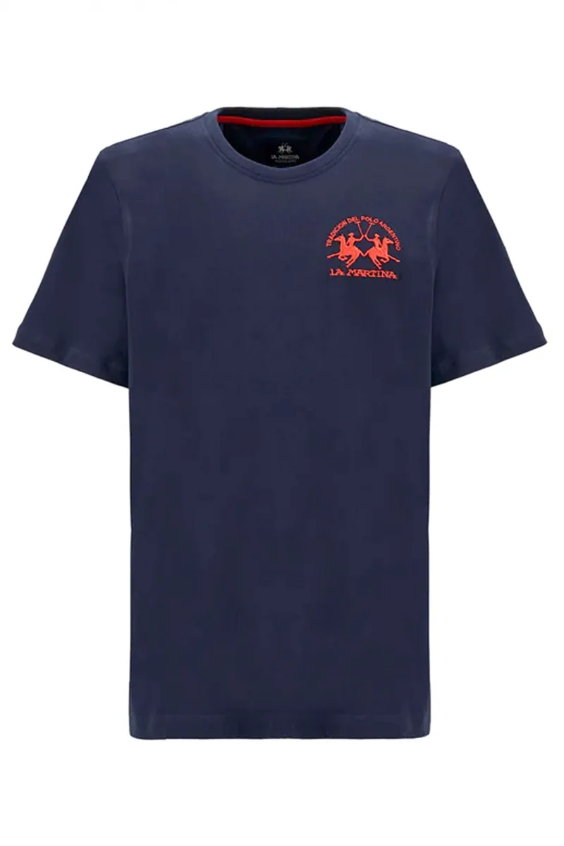 LA MARTINA T-SHIRT CREW NECK REGULAR FIT LOGO ΜΠΛΕ