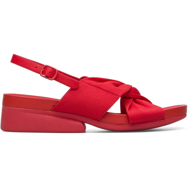 CAMPER Minikaah - Πέδιλα Για Γυναικεία - Κόκκινο, Μέγεθος 37, Cotton fabric/Smooth leather