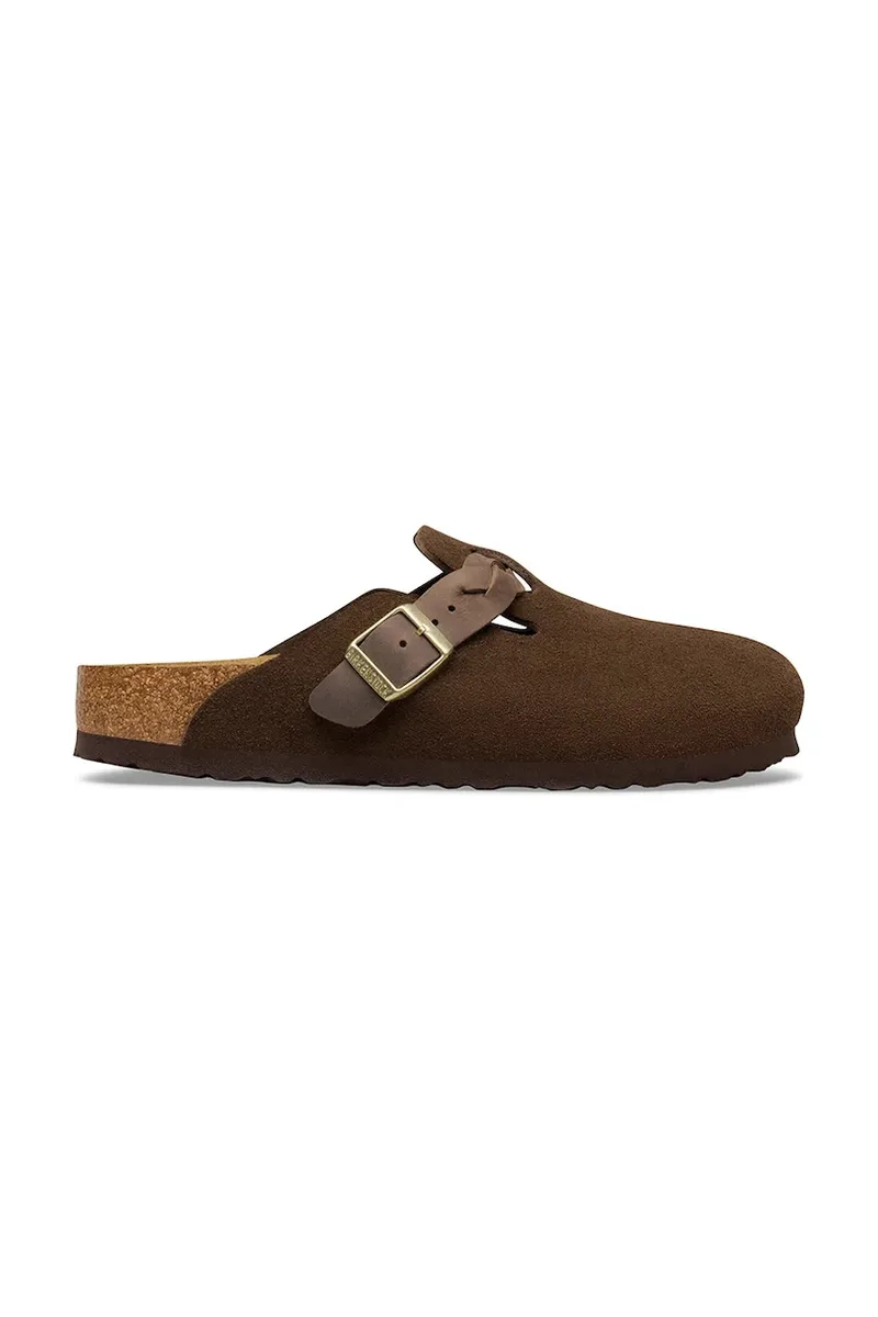 Birkenstock σαγιονάρες γυναικεία σουέτ mules Boston Braided