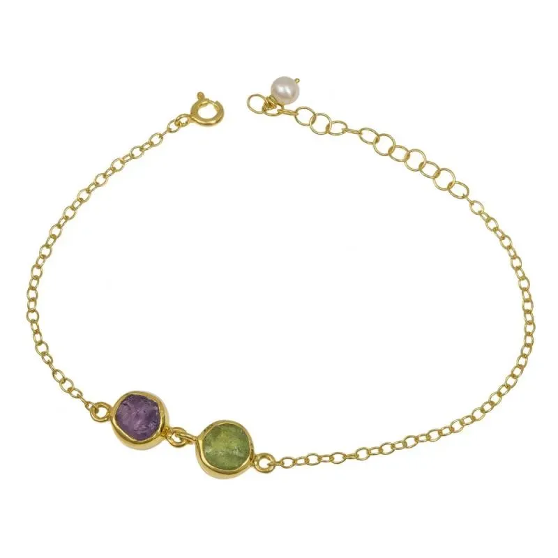 Επίχρυσο βραχιόλι 925 Peridot and Amethyst stones 041994 041994 Ασήμι