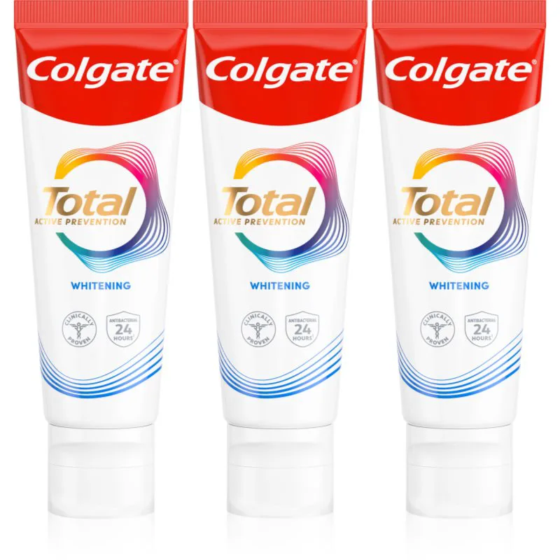 Colgate Total Active Prevention Whitening λευκαντική οδοντόκρεμα 3x75 ml