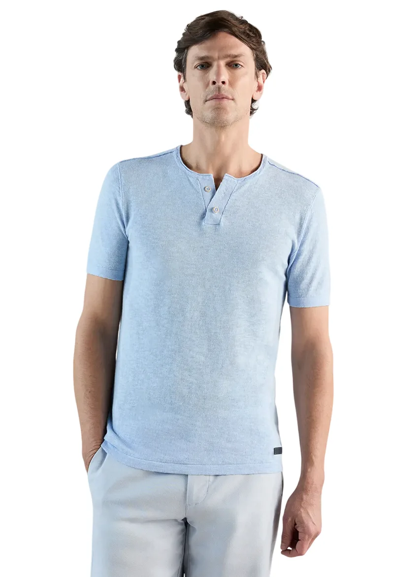 ΑΝΔΡΙΚΟ T-SHIRT IZAC GIDIETTER HENLEY ΓΑΛΑΖΙΟ