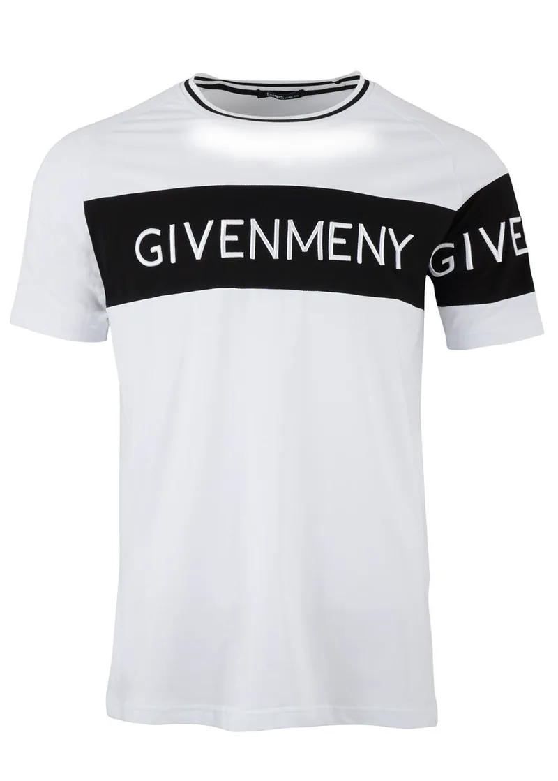 Αντρικό tshirt σε στενή γραμμή. ΛΕΥΚΟ