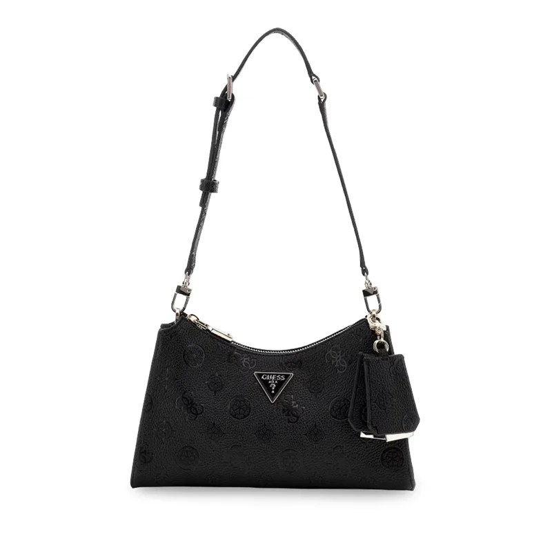 GUESS CRESIDIA II TOP ZIP SHLDR BAG ΤΣΑΝΤΑ ΓΥΝΑΙΚΕΙΟ HWPD9888180 BLACK LOGO