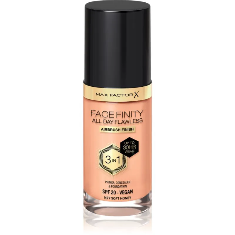 Max Factor Facefinity All Day Flawless μακράς διαρκείας μεικ απ SPF 20 απόχρωση 77 Soft Honey 30 ml