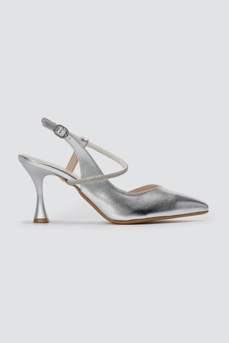 TFP Slingback Pumps - 610 - Silver Metallic