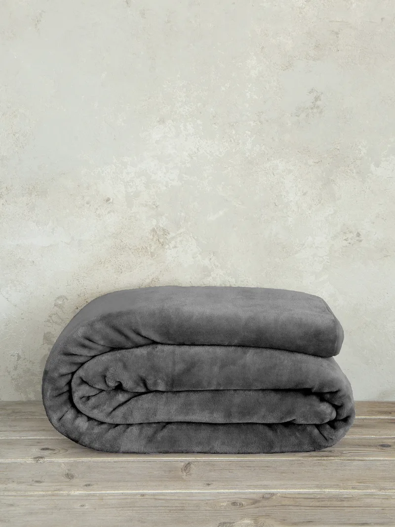 Κουβέρτα Βελουτέ Υπέρδιπλη Nima Dark Gray 220x240