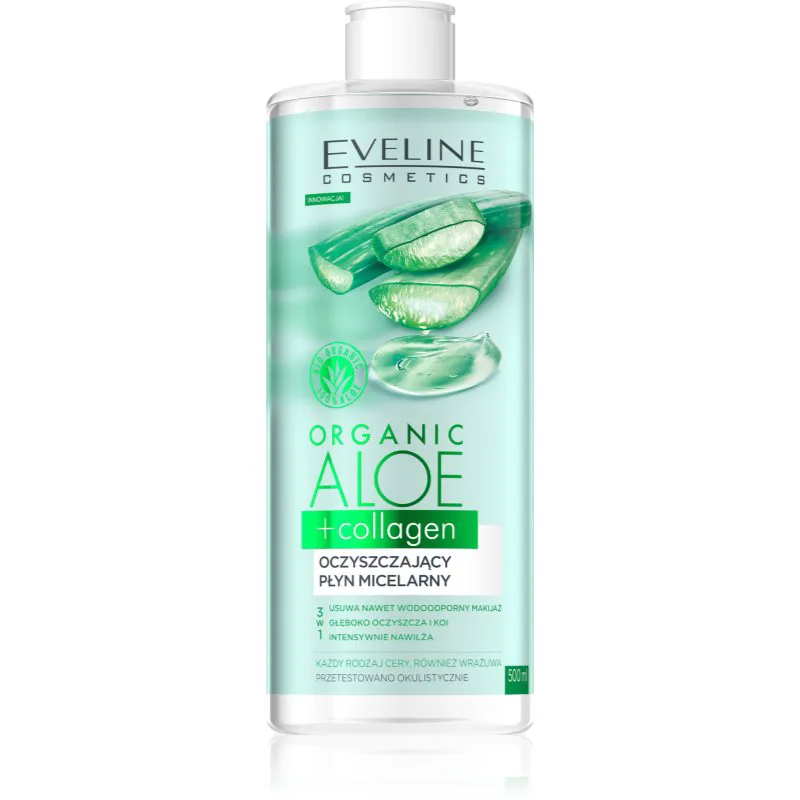 Eveline Cosmetics Organic Aloe+Collagen μικυλλιακό νερό καθαρισμού 500 ml
