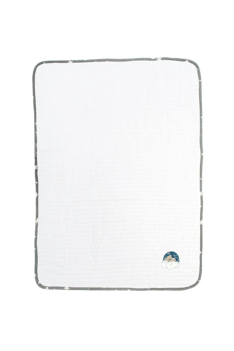 Κουβέρτα Πικέ Με Κέντημα bebe Cloudy Bear 176 80X110 White-Grey 100% Cotton