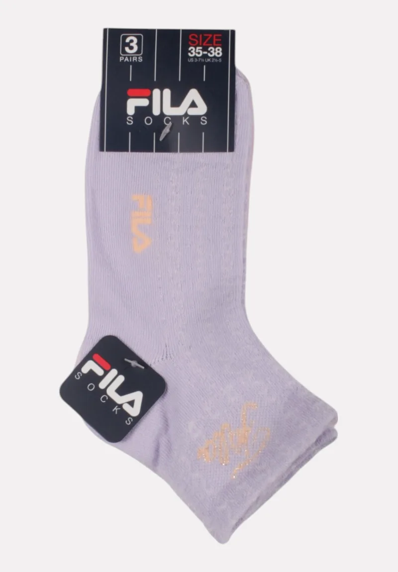 FILA Παιδικές κάλτσες σετ 3 ζεύγη με logo και glitter - Λιλά/Ροζ/Λευκό F2109-395-Πολύχρωμο