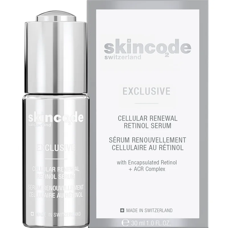 Skincode Exclusive Cellular Renewal Retinol Serum 30ml,Ισχυρός Αντιρυτιδικός, Λειαντικός Ορός Ρετινόλης για Ώριμο & Θαμπό Δέρμα για Δυναμική Ανανέωση του Τόνου & της Υφής του Δέρματος