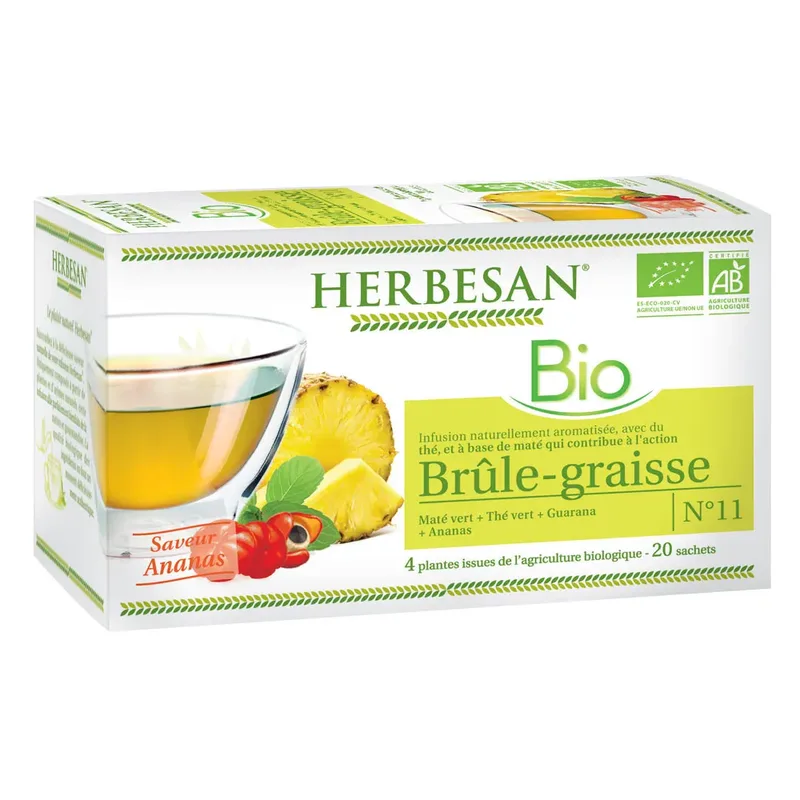 Herbesan Organic Mate Green Fat Burning Infusion Pineapple Flavor 20 sachets
