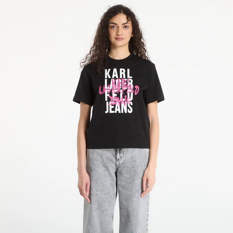 T-shirt Karl Lagerfeld Jeans Reg Graffiti Logo Tee Black L