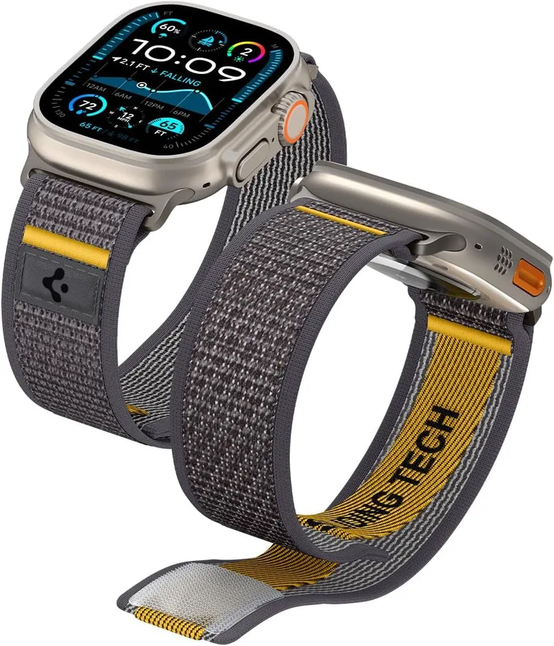 Λουράκι Apple Watch Ultra/SE/11/10/9/8/7/6/5/4 (49/46/45/44mm) Spigen Athlex Air Υφασμάτινο - Active Grey (AMP09034)