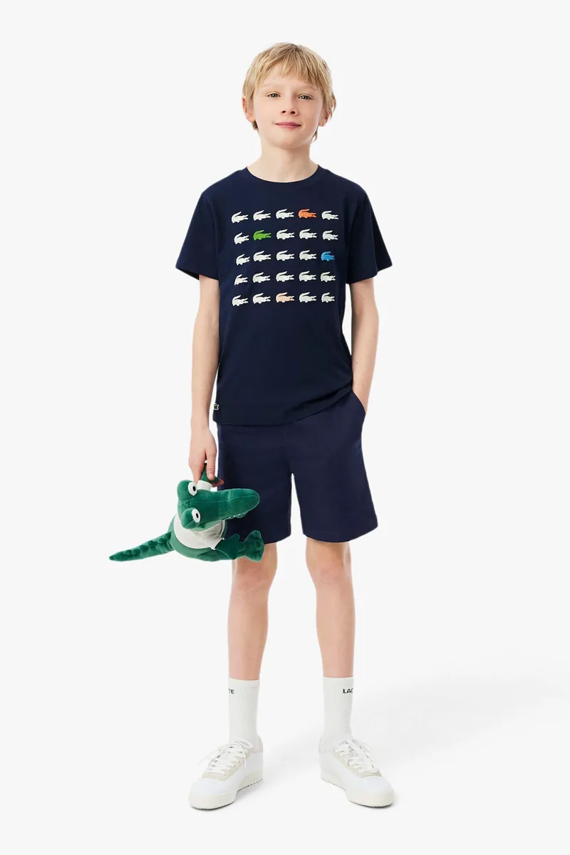 Lacoste παιδική βερμούδα chino με ελαστική μέση και λογότυπο Regular Fit - FJ7376 Μπλε Σκούρο