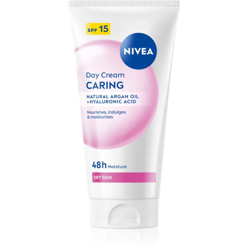 NIVEA Caring θρεπτική κρέμα ημέρας για ξηρή επιδερμίδα SPF 15 50 ml