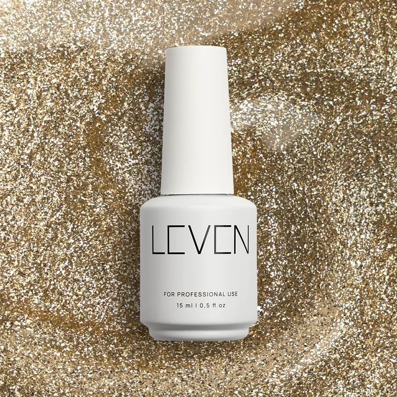 Leven | Ημιμόνιμο βερνίκι με glitter/shimmer 15ml no. G012 Goldness