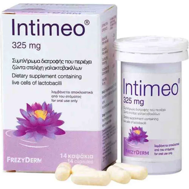 Frezyderm Intimeo Συμπλήρωμα Διατροφής που Βοηθά στη Διατήρηση της Σωστής Μικροχλωρίδας του Κολπικού Οικοσυστήματος 325mg, 14caps