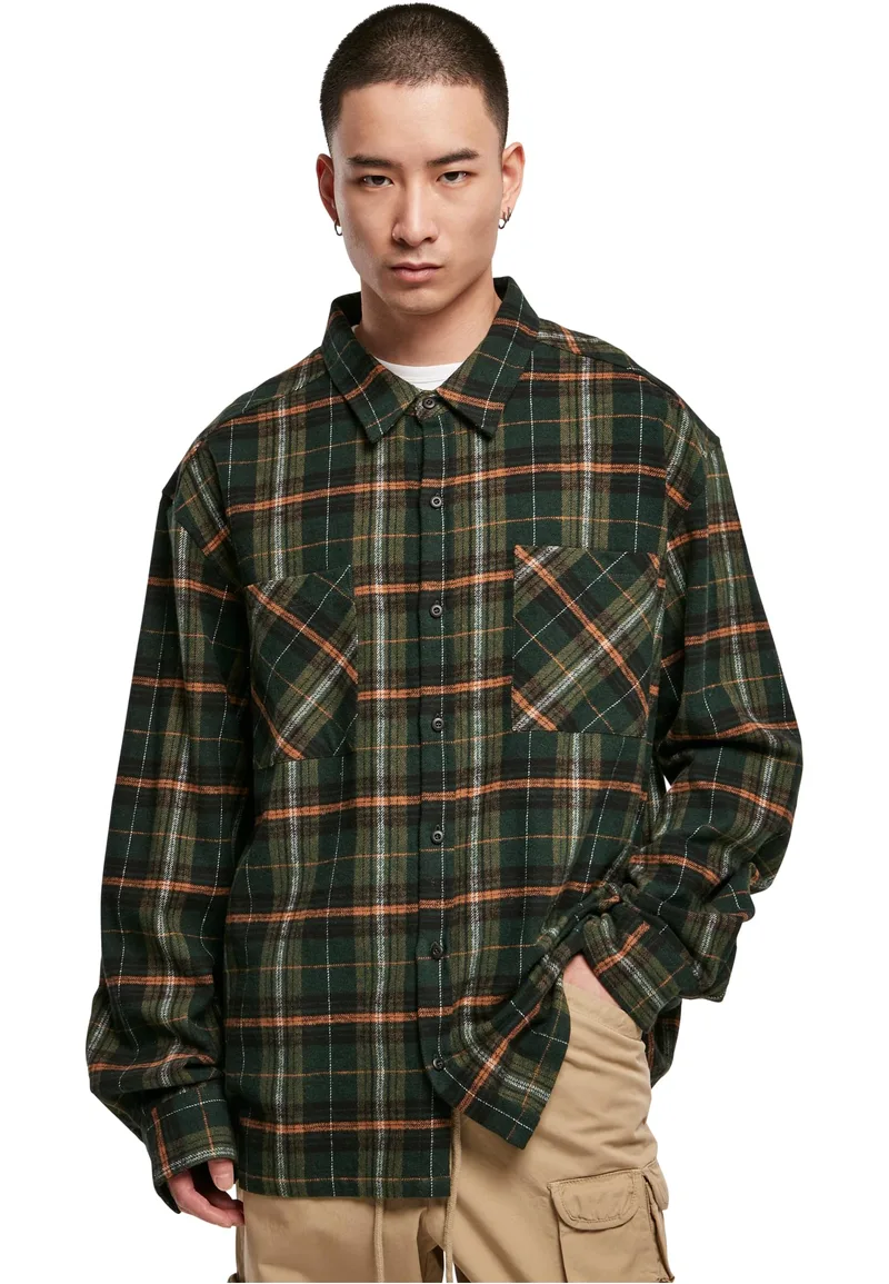 Boxy Fane Check Shirt Urban Classics TB5927-02368 bottlegreen/orange