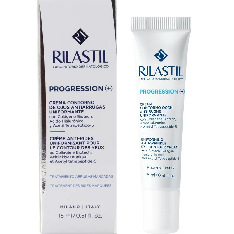 Rilastil Progression (+) Uniforming Anti-Wrinkle Eye Contour Cream Αντιρυτιδική Κρέμα Ματιών για Πρήξιμο & Μαύρους Κύκλους 15ml