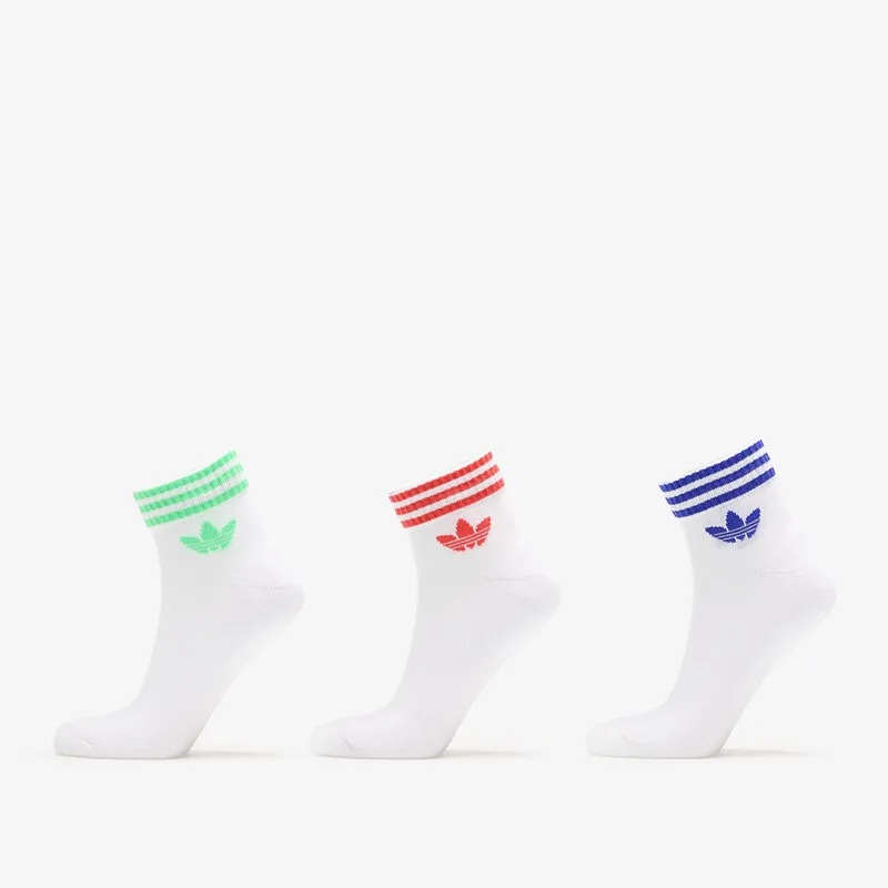 adidas 3S Ankle S 3-Pack White/ Lucid Blue/ Scrgrn L