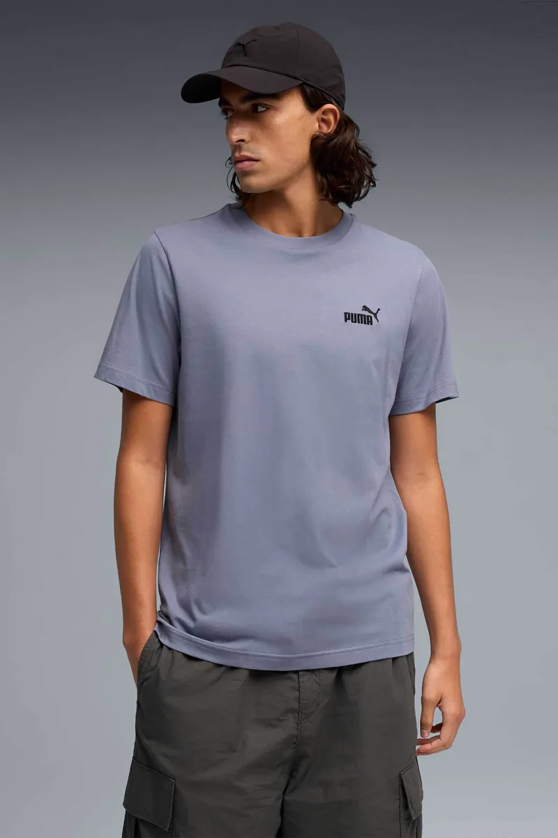 Puma ανδρικό T-shirt με λογότυπο Regular Fit "Essential Small No.1" - 682535 Γκρι Γαλάζιο