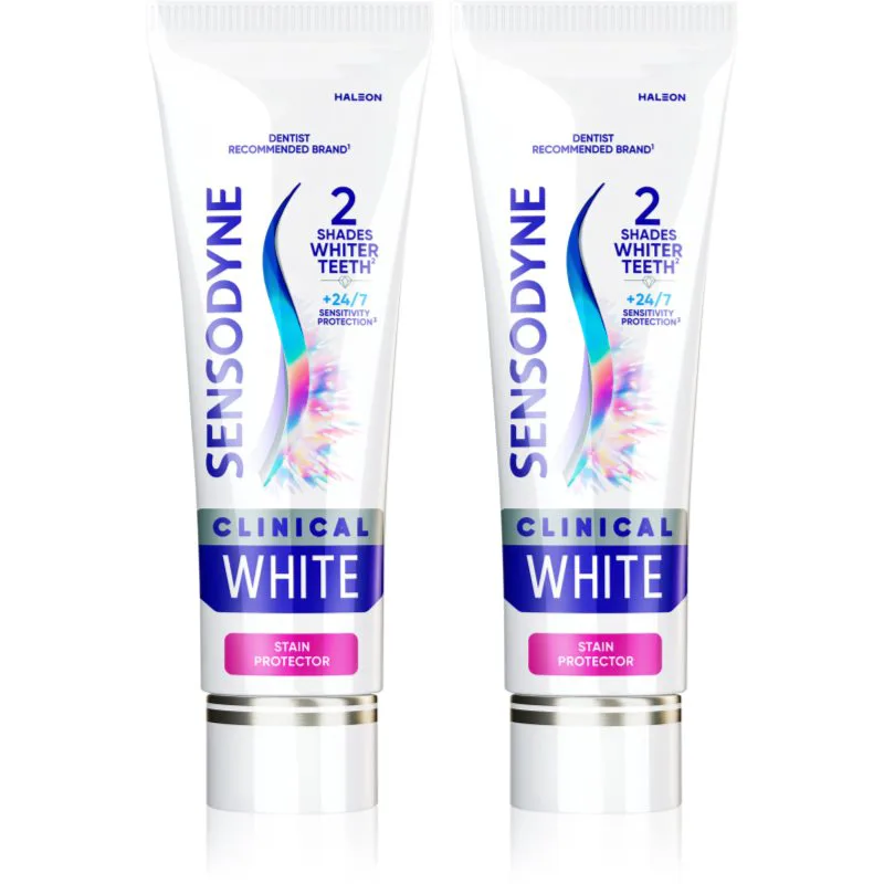 Sensodyne Clinical White Stain Protector λευκαντική οδοντόκρεμα 2x75 ml