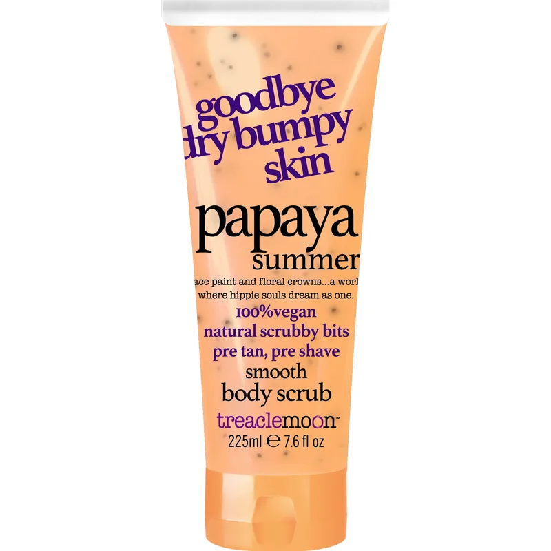 Treaclemoon Papaya Summer Body Scrub Απαλό Απολεπιστικό Σώματος με Άρωμα Παπάγιας & Κομματάκια Φυσικού Κελύφους Καρύδας 225ml